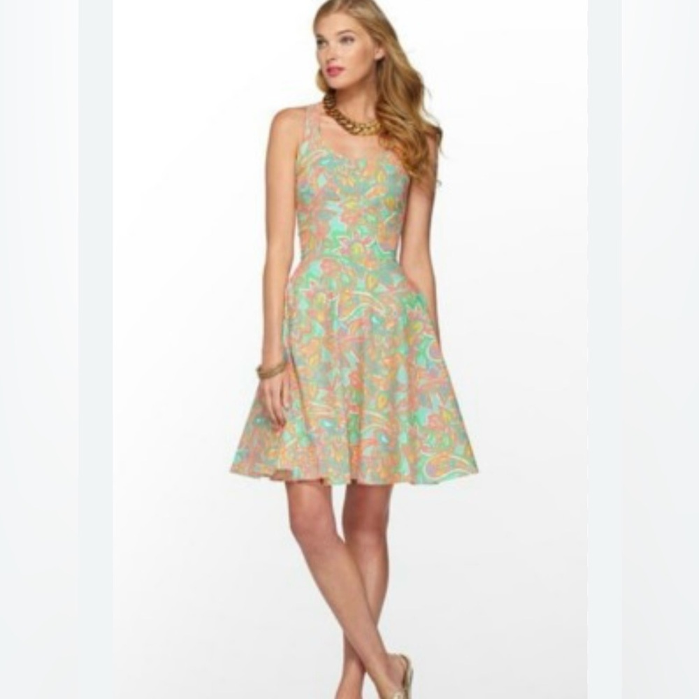 Lilly Pulitzer Zo Dress-Sand Bar Blu Make a Splash Floral Halter Dress -Size 0